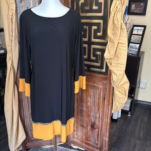 MSK Black and Gold Bell Sleeve Dress
